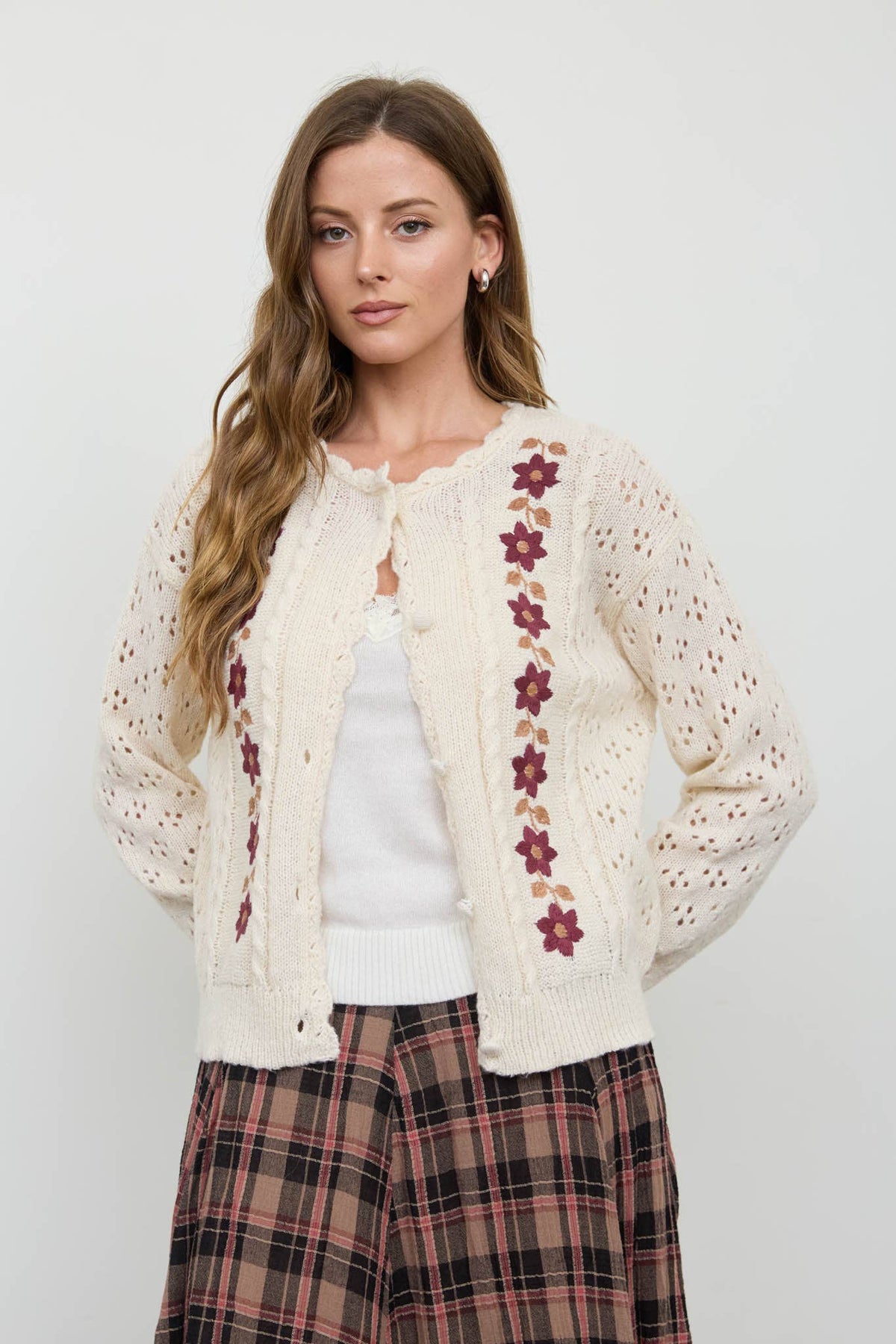 Molli Floral Embroidered Crochet Cardigan
