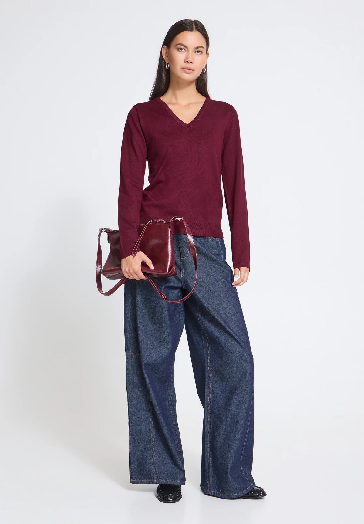 Mila Knit V-Neck Long Sleeve