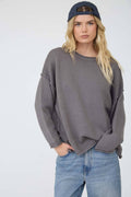 Raw Edge Pullover Sweater- Charcoal