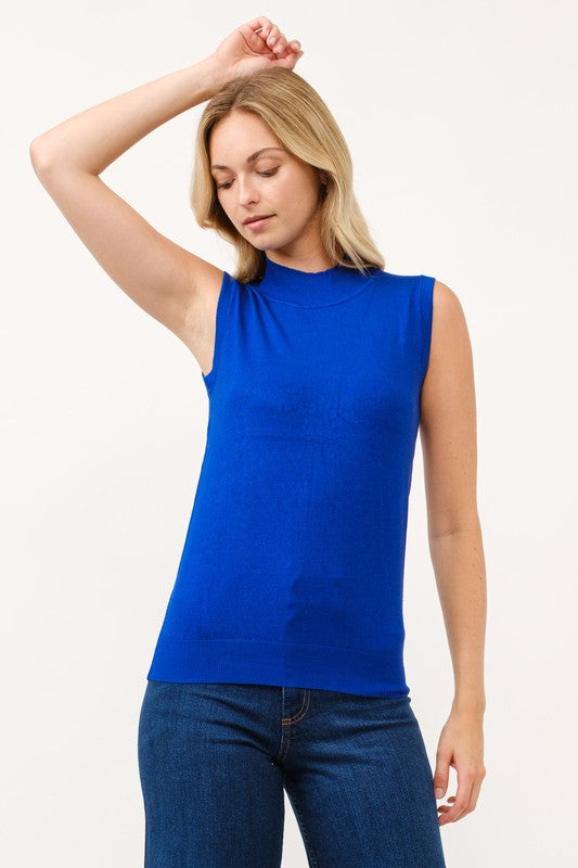 Mock-Neck Sleeveless Sweater