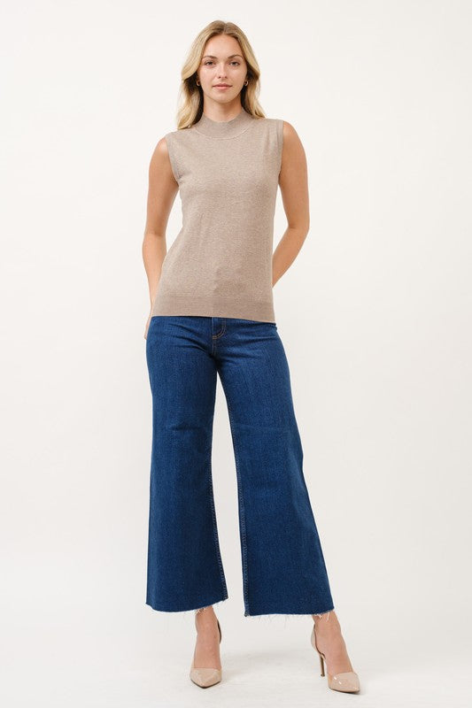 Mock-Neck Sleeveless Sweater