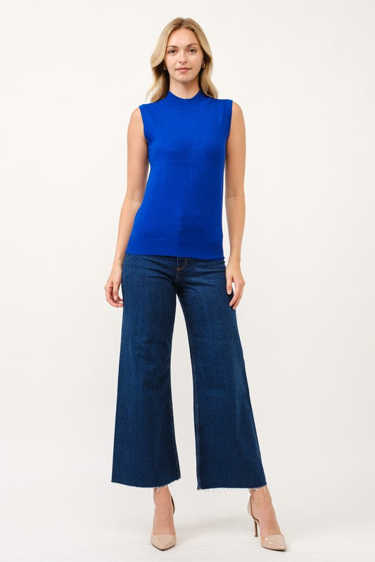 Mock-Neck Sleeveless Sweater