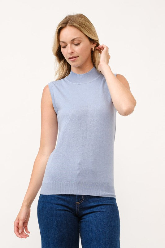 Mock-Neck Sleeveless Sweater
