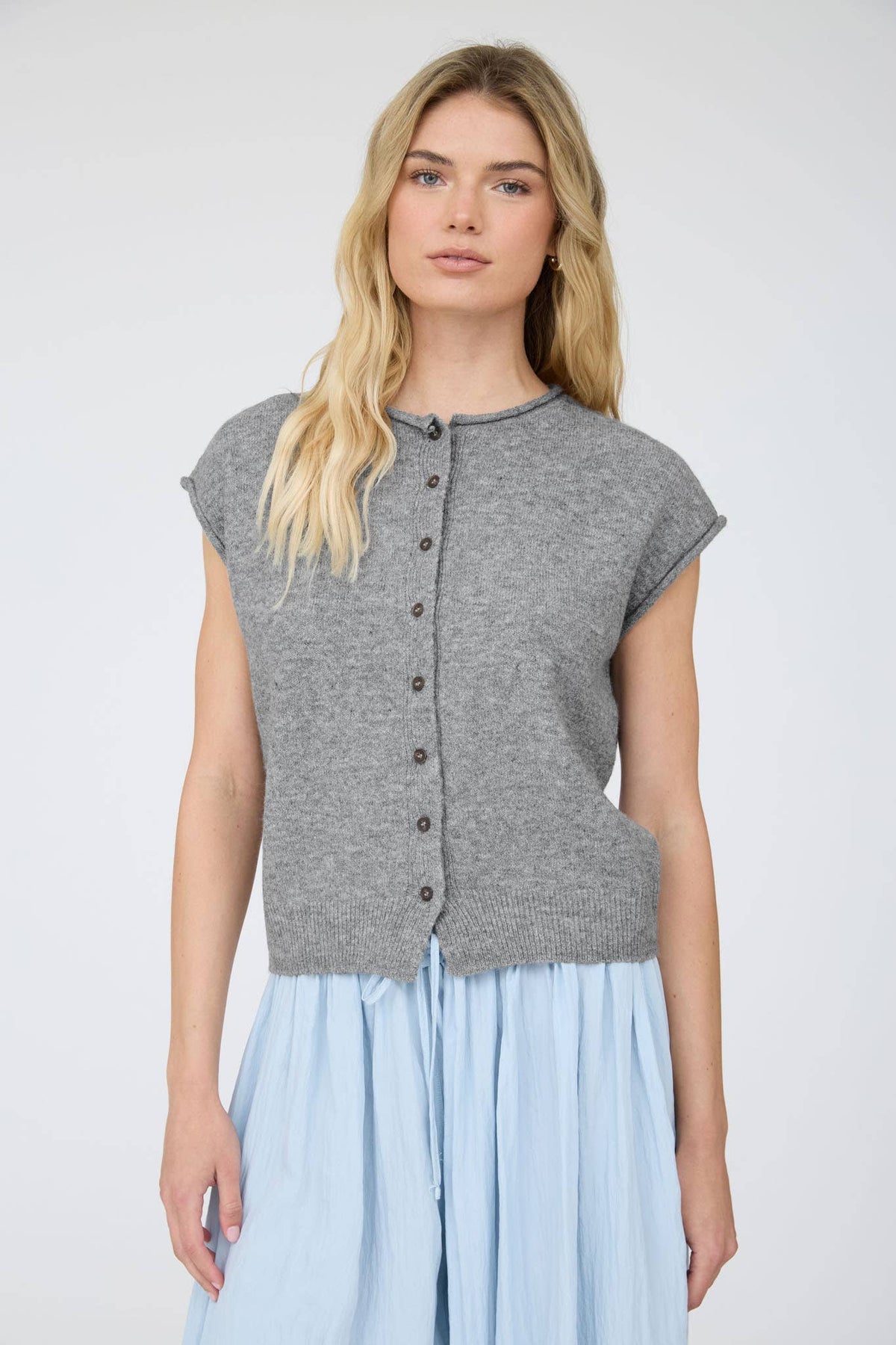 Raw Edge Sweater Vest- Dark Grey