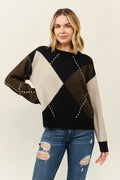Argyle Autumn Oversized Pullover Sweater