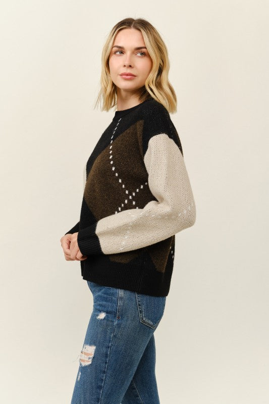 Argyle Autumn Oversized Pullover Sweater