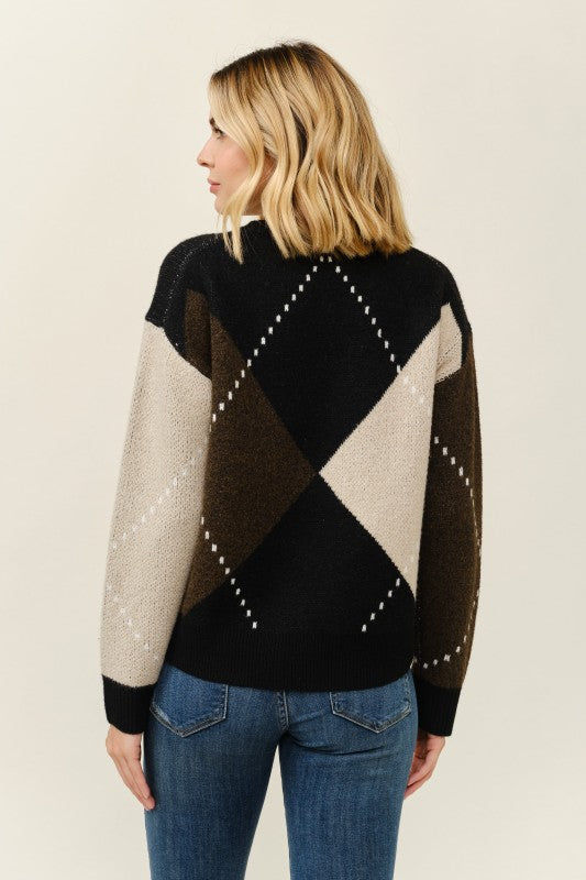 Argyle Autumn Oversized Pullover Sweater