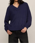 Cloud Spun V-neck Sweater- Oxford Blue