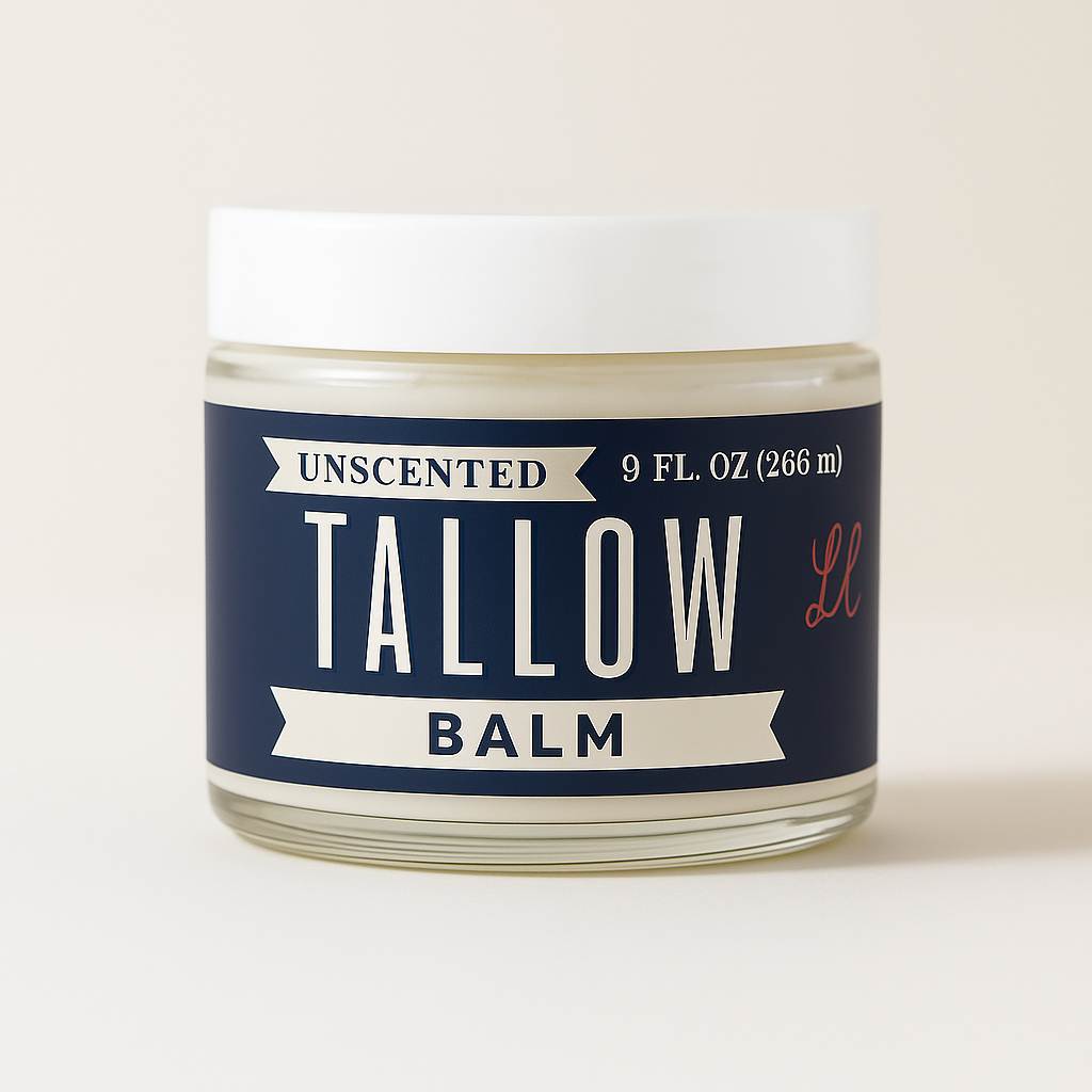 Unscented Tallow Balm | Natural Beef Tallow Vitamin E, Jojoba Moisturizer for Face & Body |Clean, Preservative-Free Skincare by Lady May