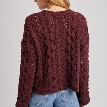 Autumn Plum Open Knit Sweater