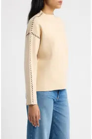 Whipstitch Mock Neck Sweater