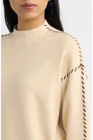 Whipstitch Mock Neck Sweater