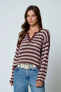 Leila Striped Sheer Knit Sweater
