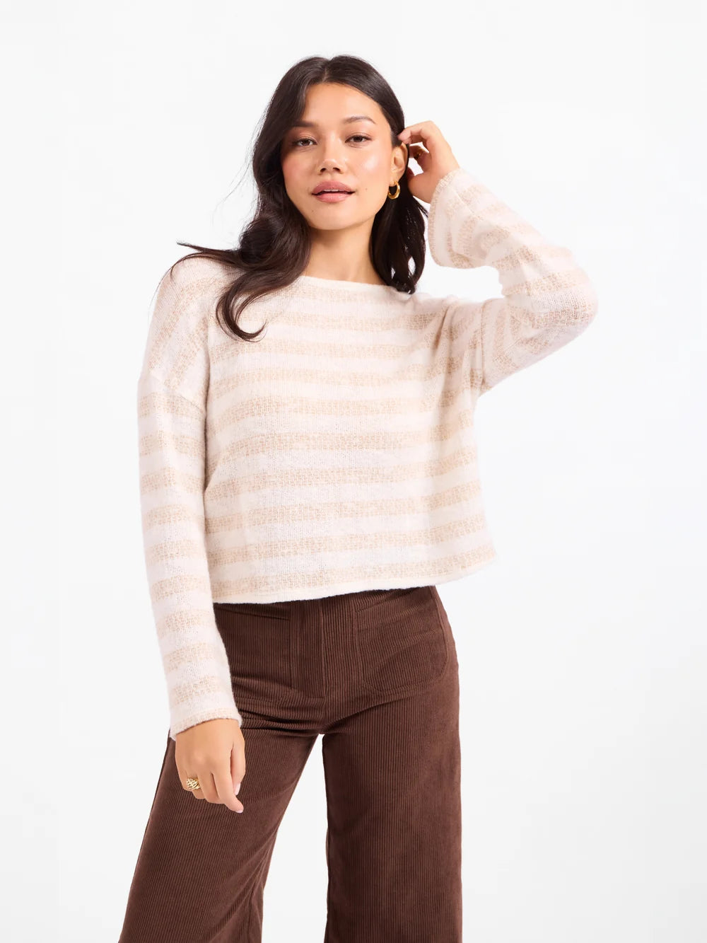 Billie Stripe Brushed Knit Crewneck