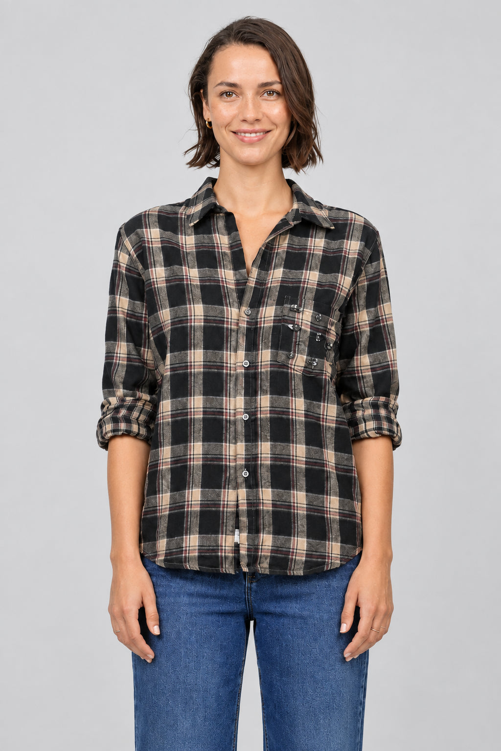 Galina Top- Midnight Eclipse Plaid