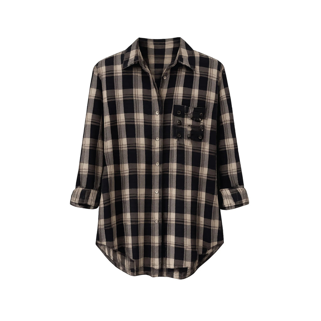Galina Top- Midnight Eclipse Plaid