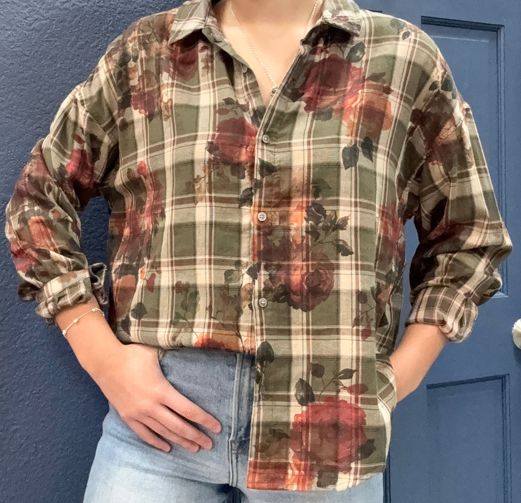 Adrianna Button Up- Greenbriar Plaid
