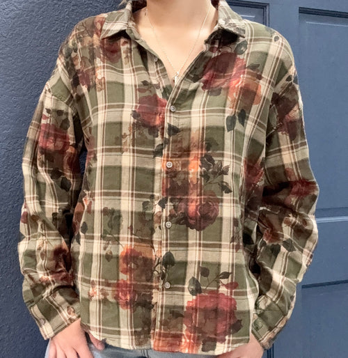 Adrianna Button Up- Greenbriar Plaid