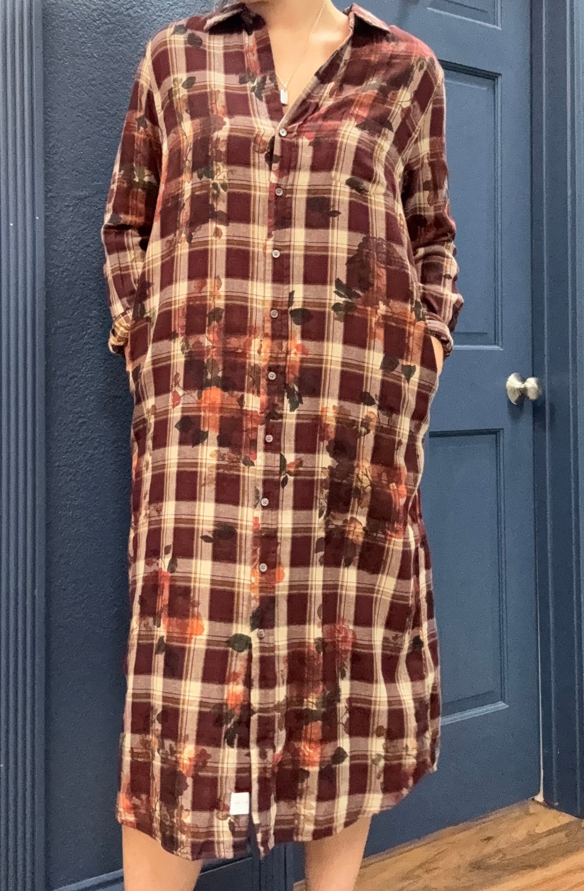 Galina Shirt Dress- Rosewood Plaid