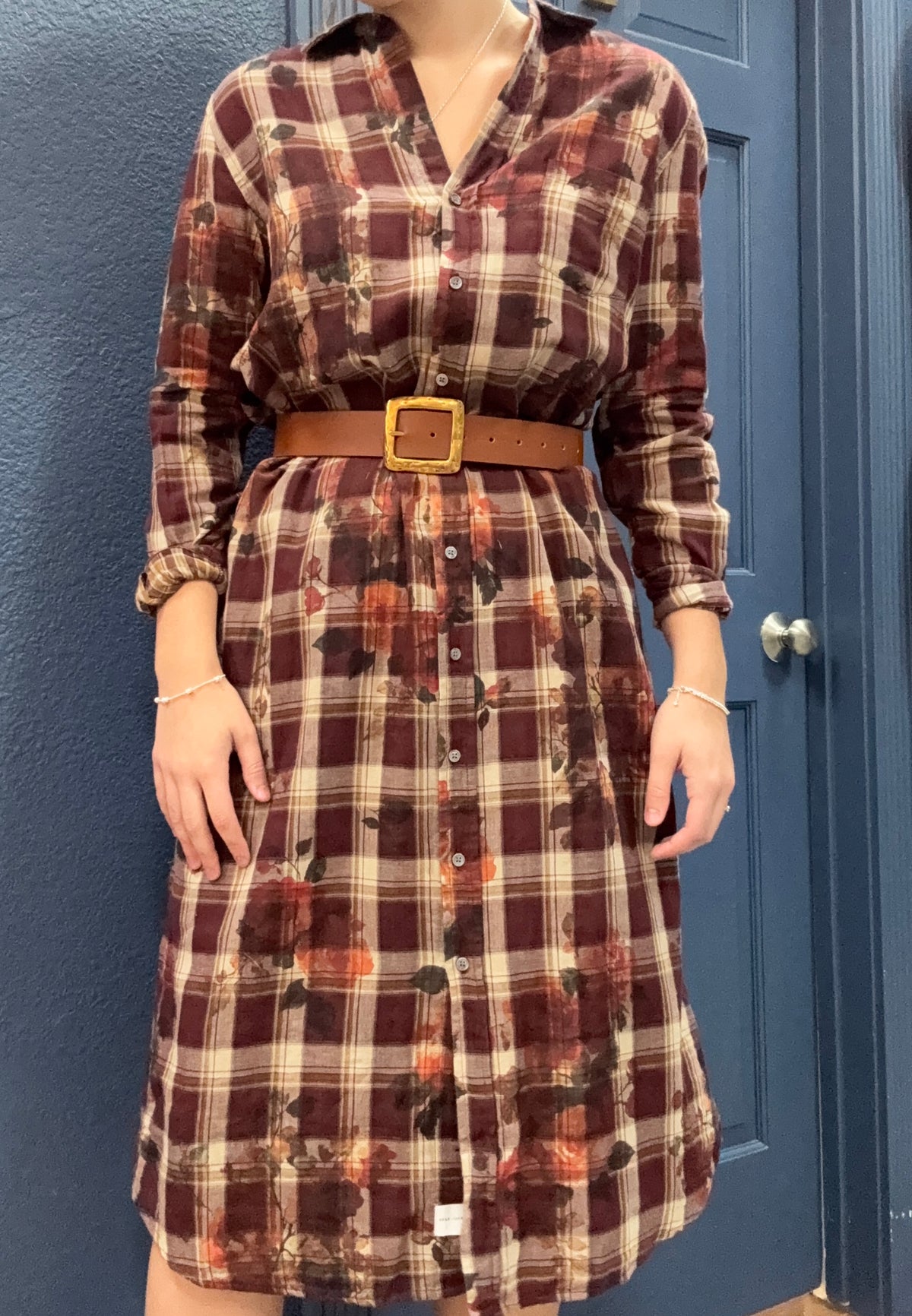 Galina Shirt Dress- Rosewood Plaid