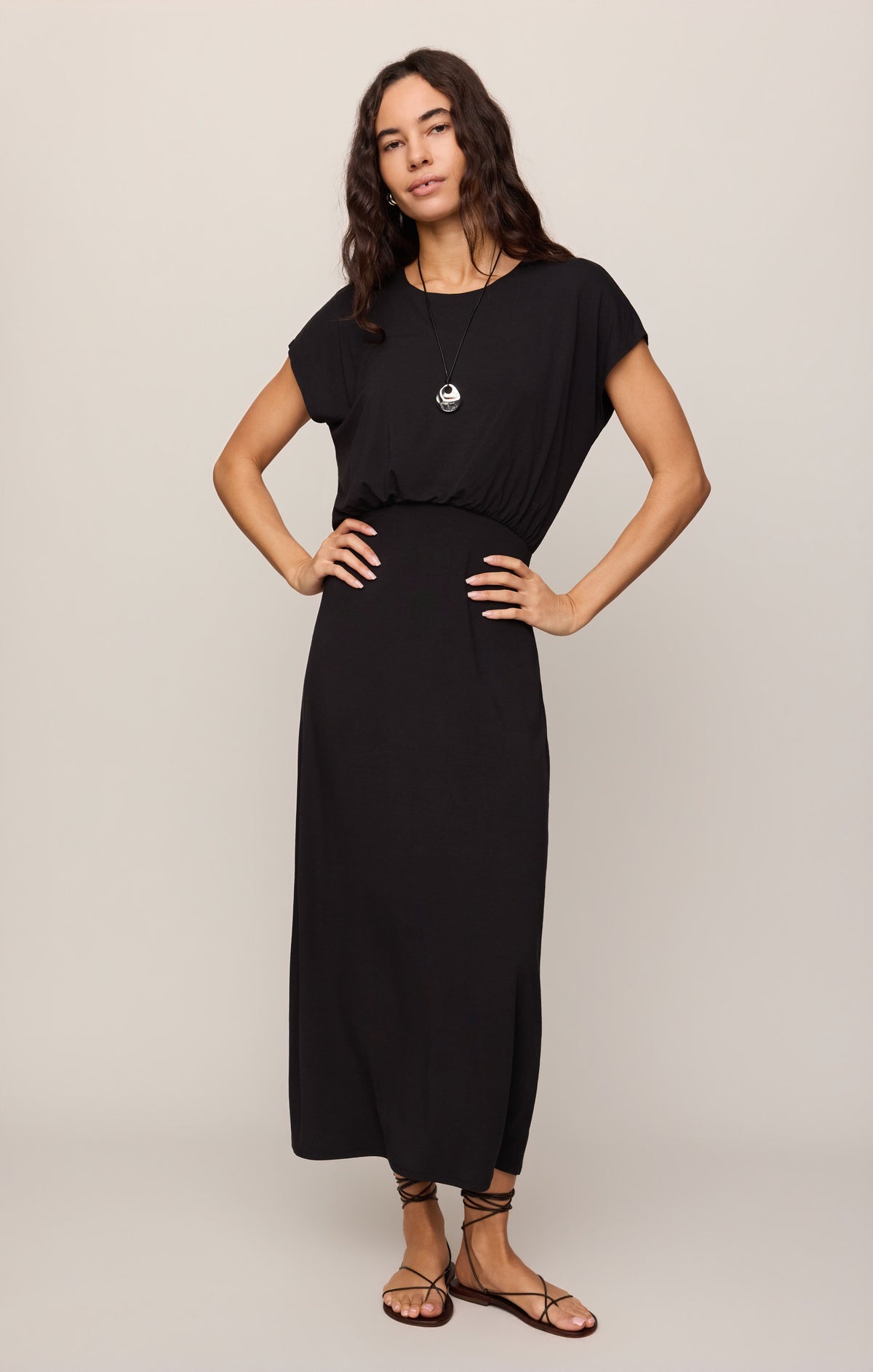 Anika Jersey Midi Dress- Black