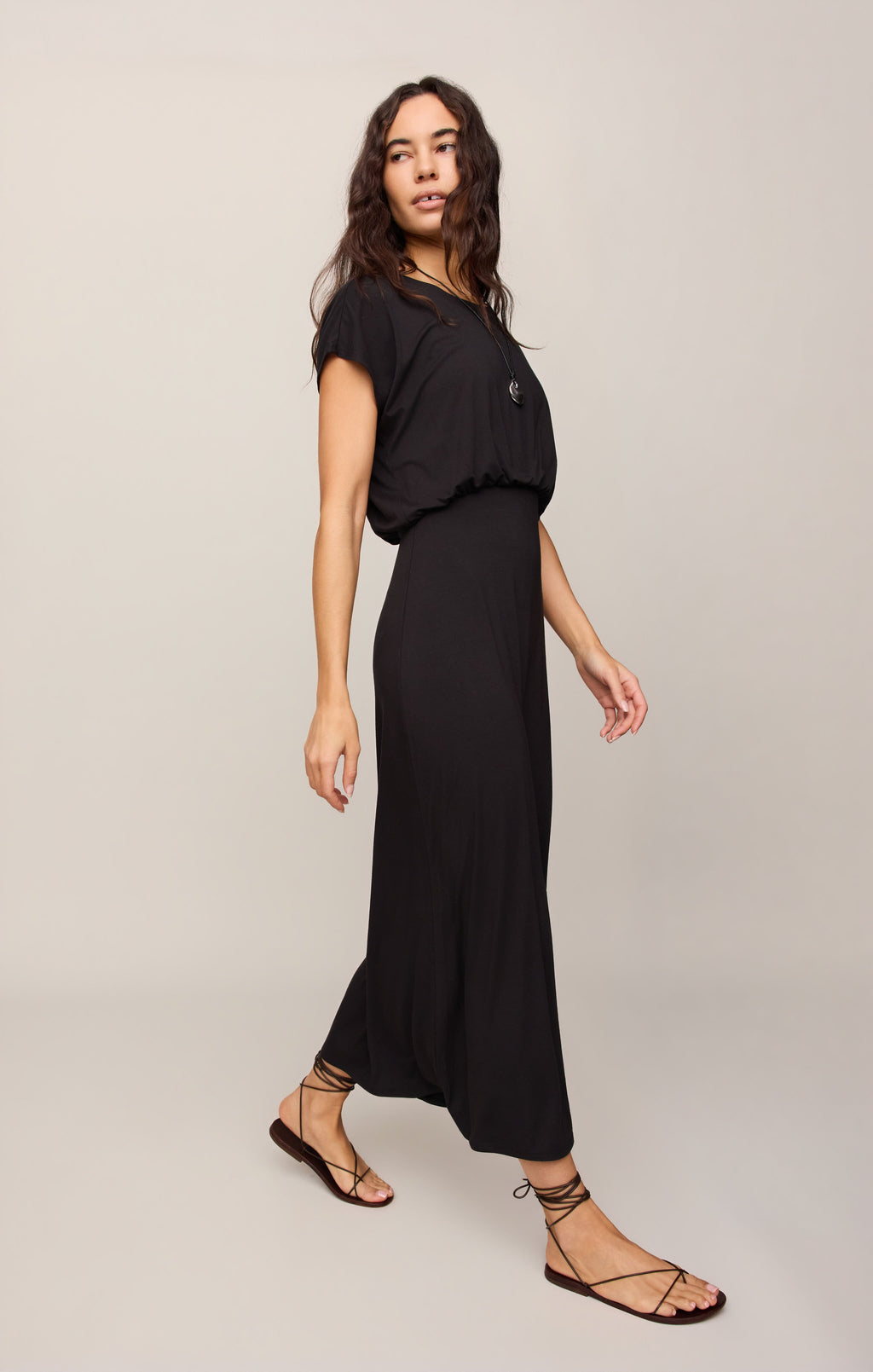 Anika Jersey Midi Dress- Black
