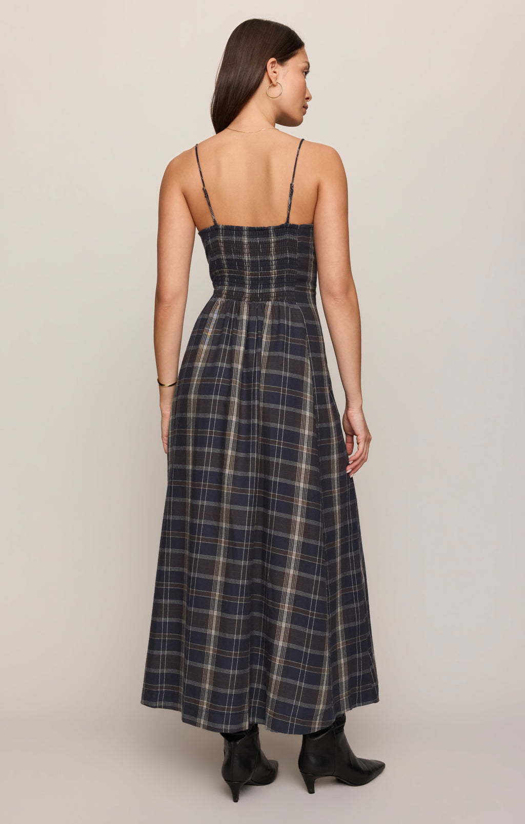 Evermore Plaid Midi Dress- Eclipse