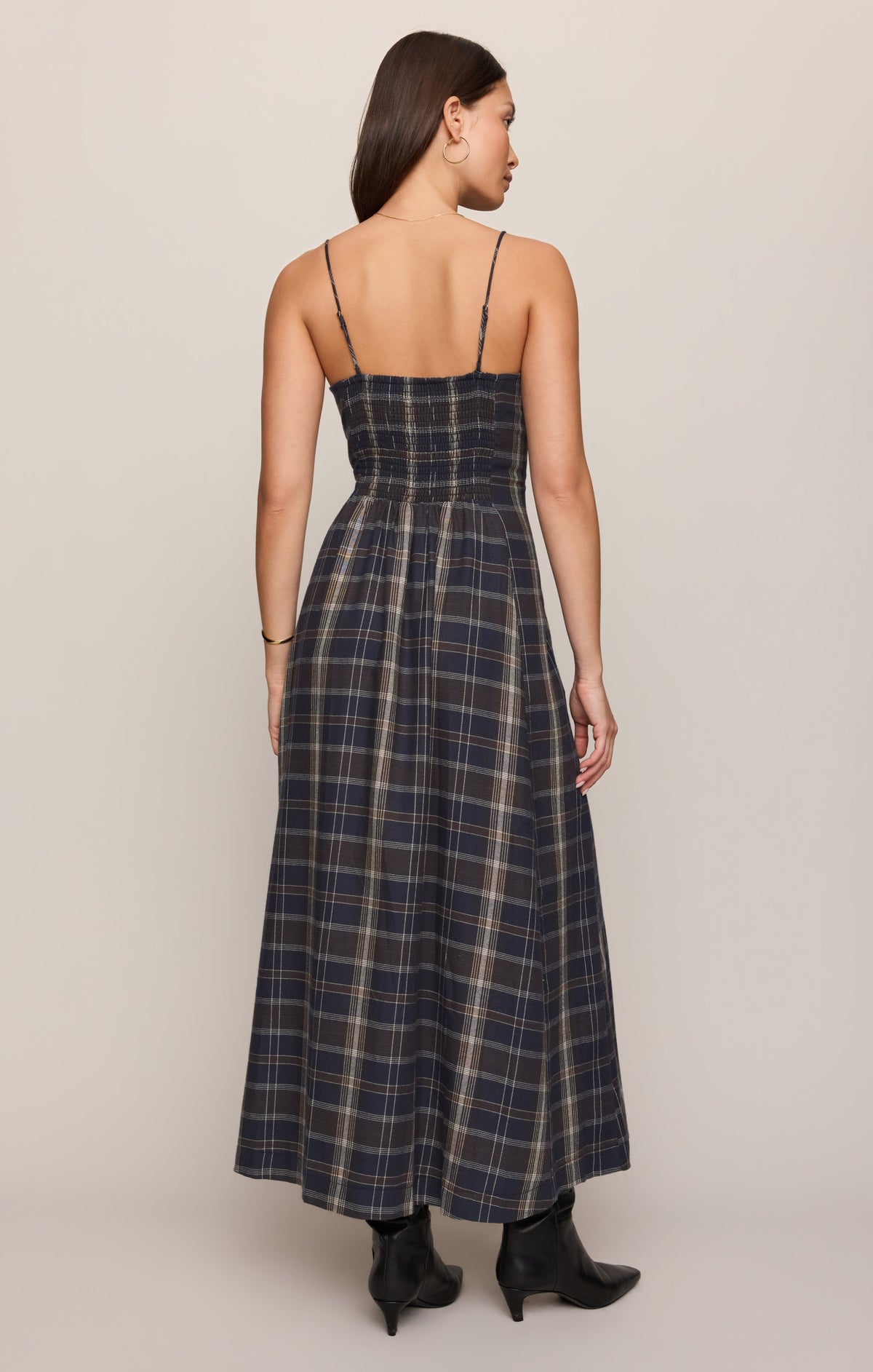 Evermore Plaid Midi Dress- Eclipse