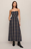 Evermore Plaid Midi Dress- Eclipse
