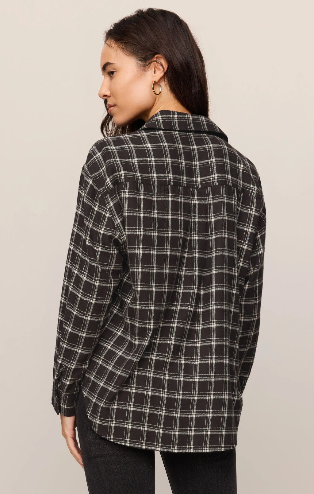 River Plaid Button Up- Ash Black