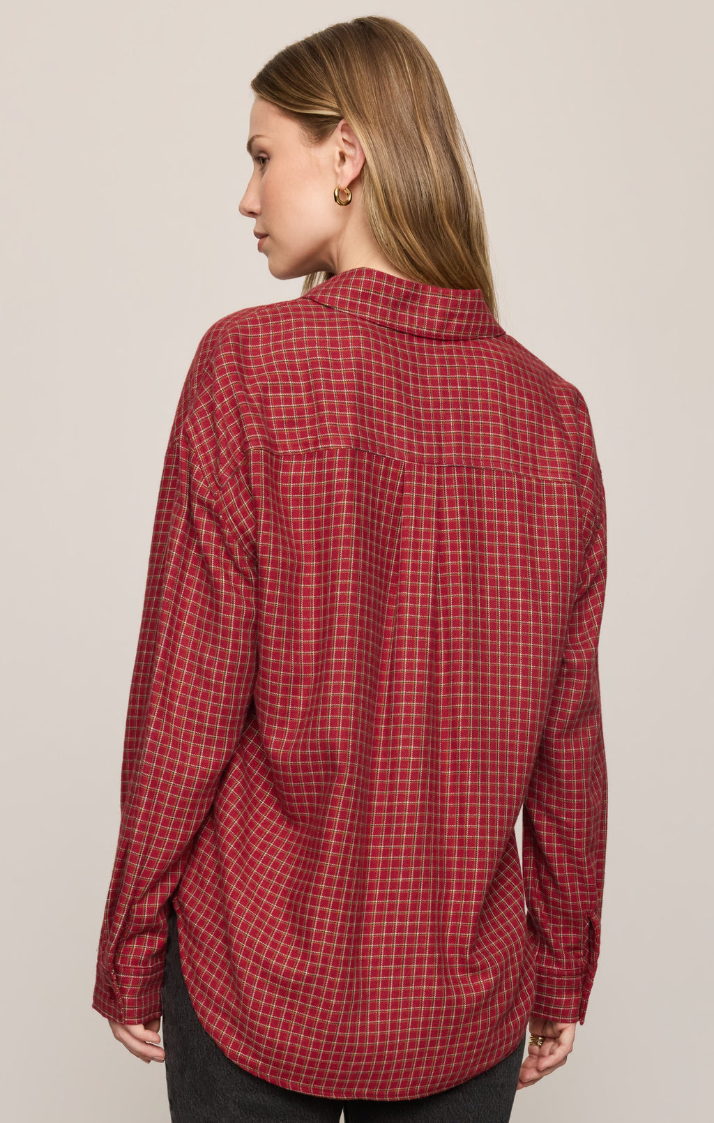 River Plaid Button Up- Red Dahlia
