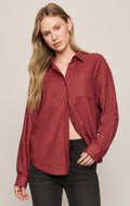 River Plaid Button Up- Red Dahlia