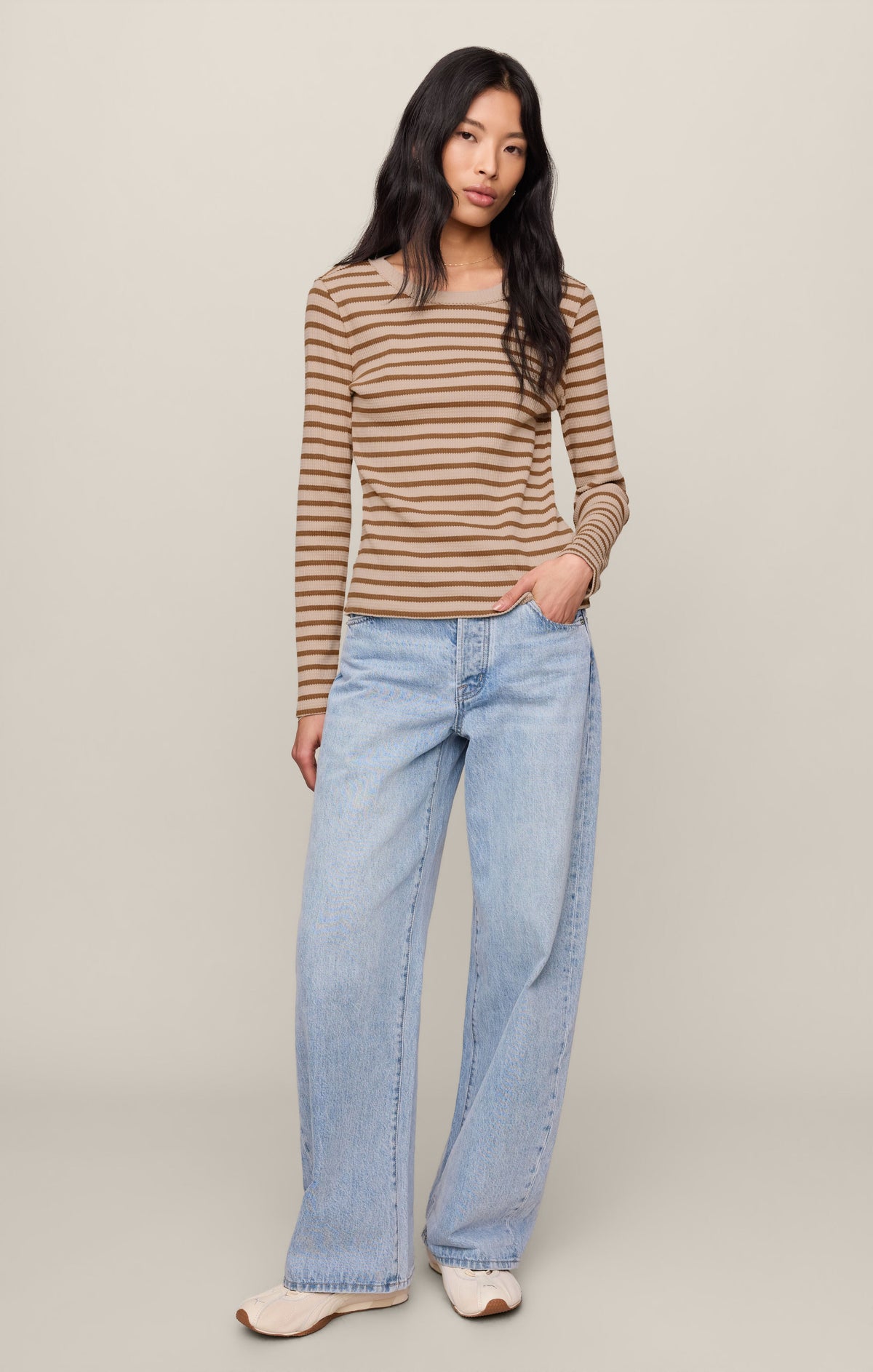 Arlet Stripe Thermal Top- Saddle Suede