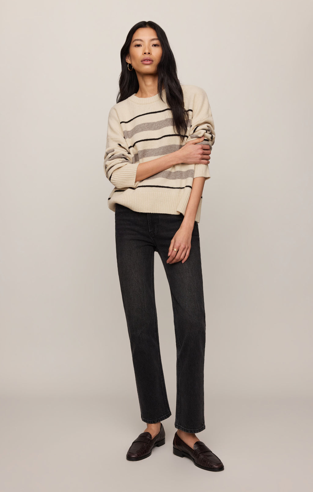 Cirrus Stripe Sweater- Chalk