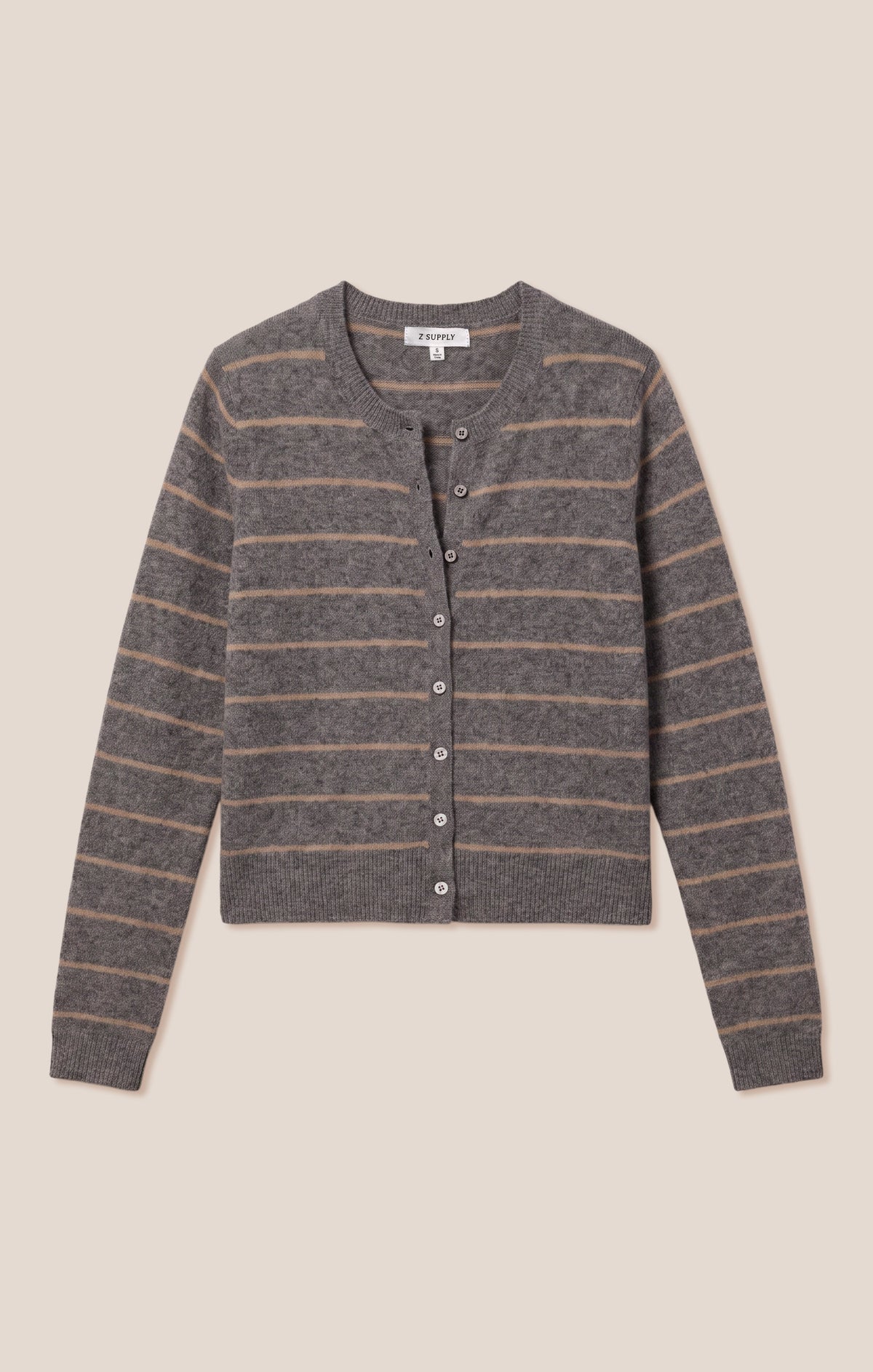 Medina Cozy Stripe Cardigan- Charcoal Heather