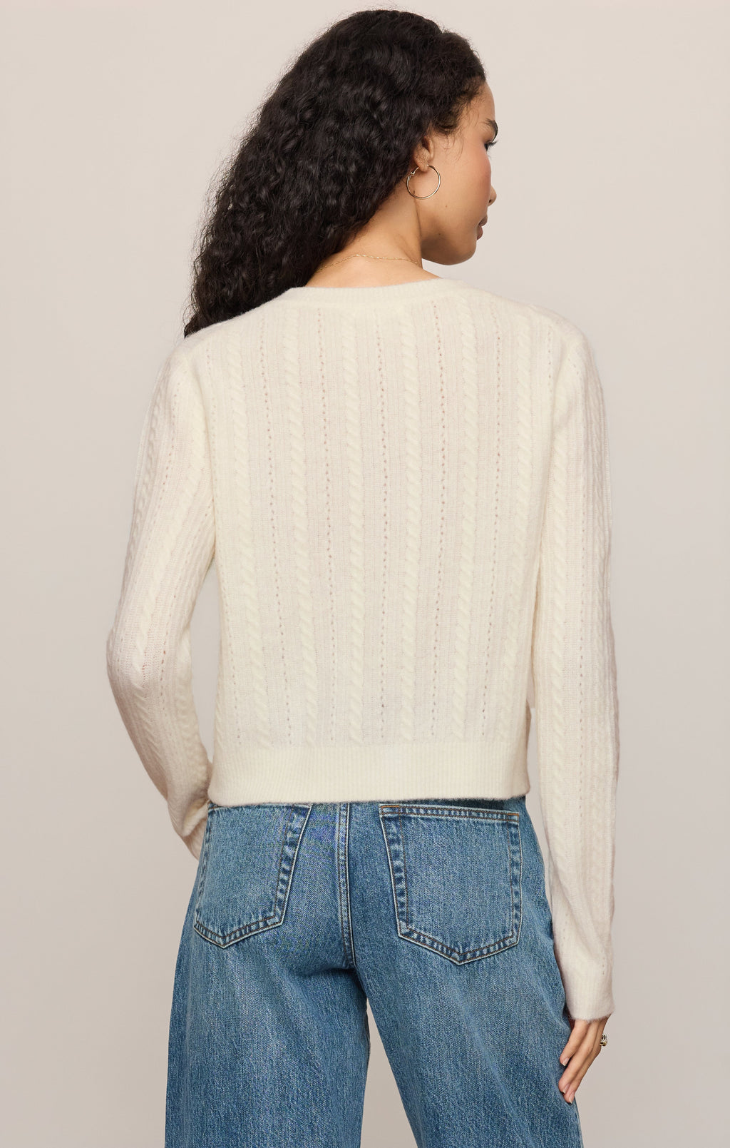 Medina Pointelle Cardigan- Cloud