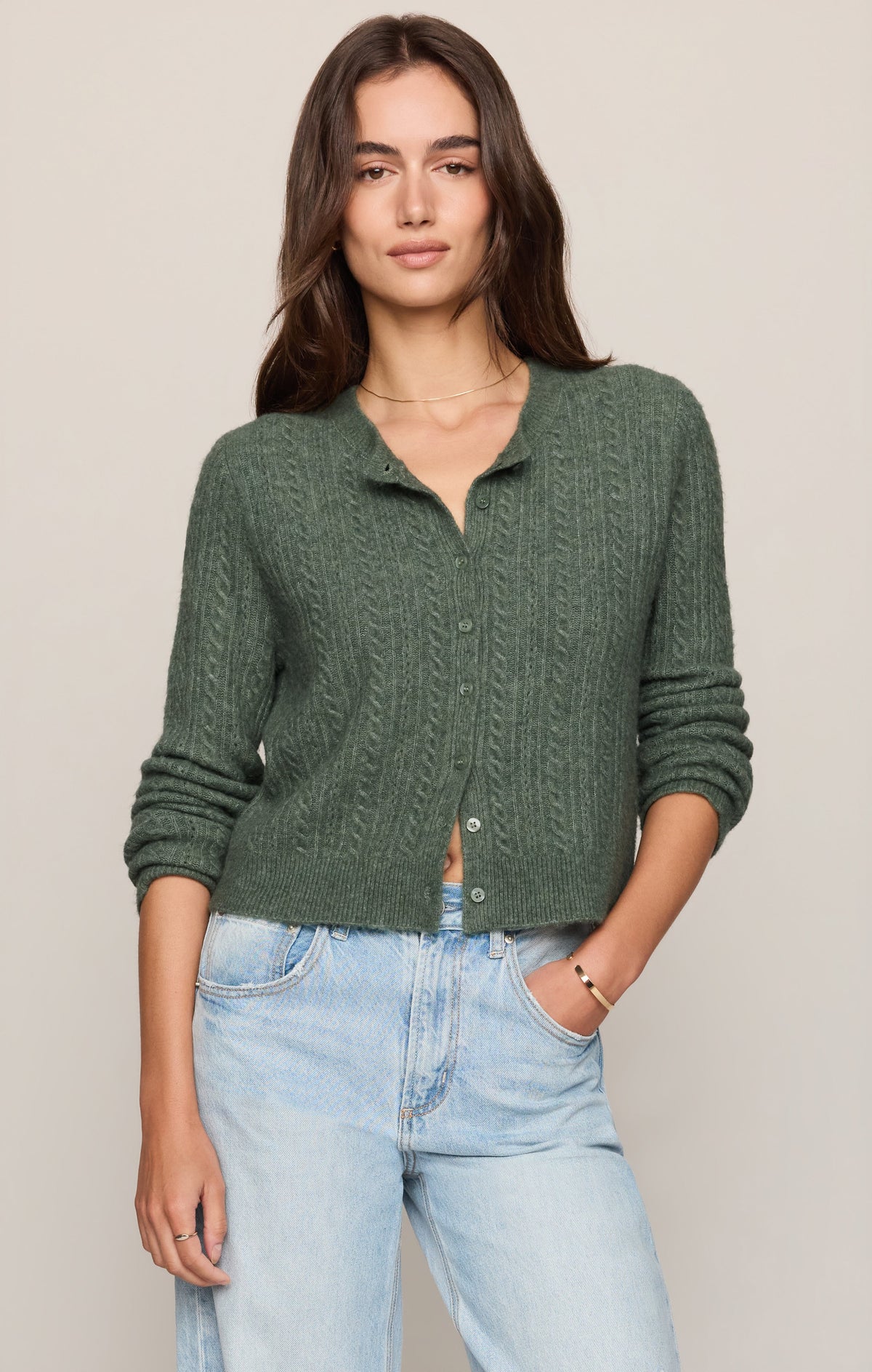 Medina Pointelle Cardigan- Monstera