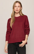 Cloud Spun Shaped Crew Sweater- Red Dahlia