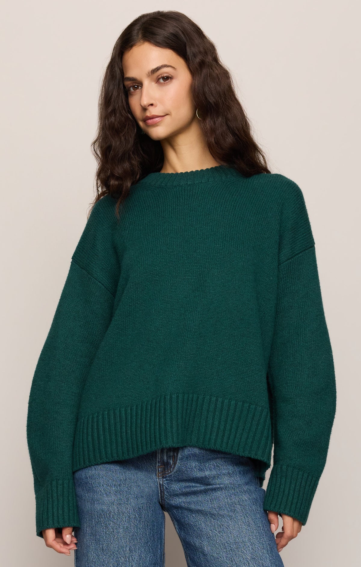 Cloud Spun Shaped Crew Sweater- Velvet Green