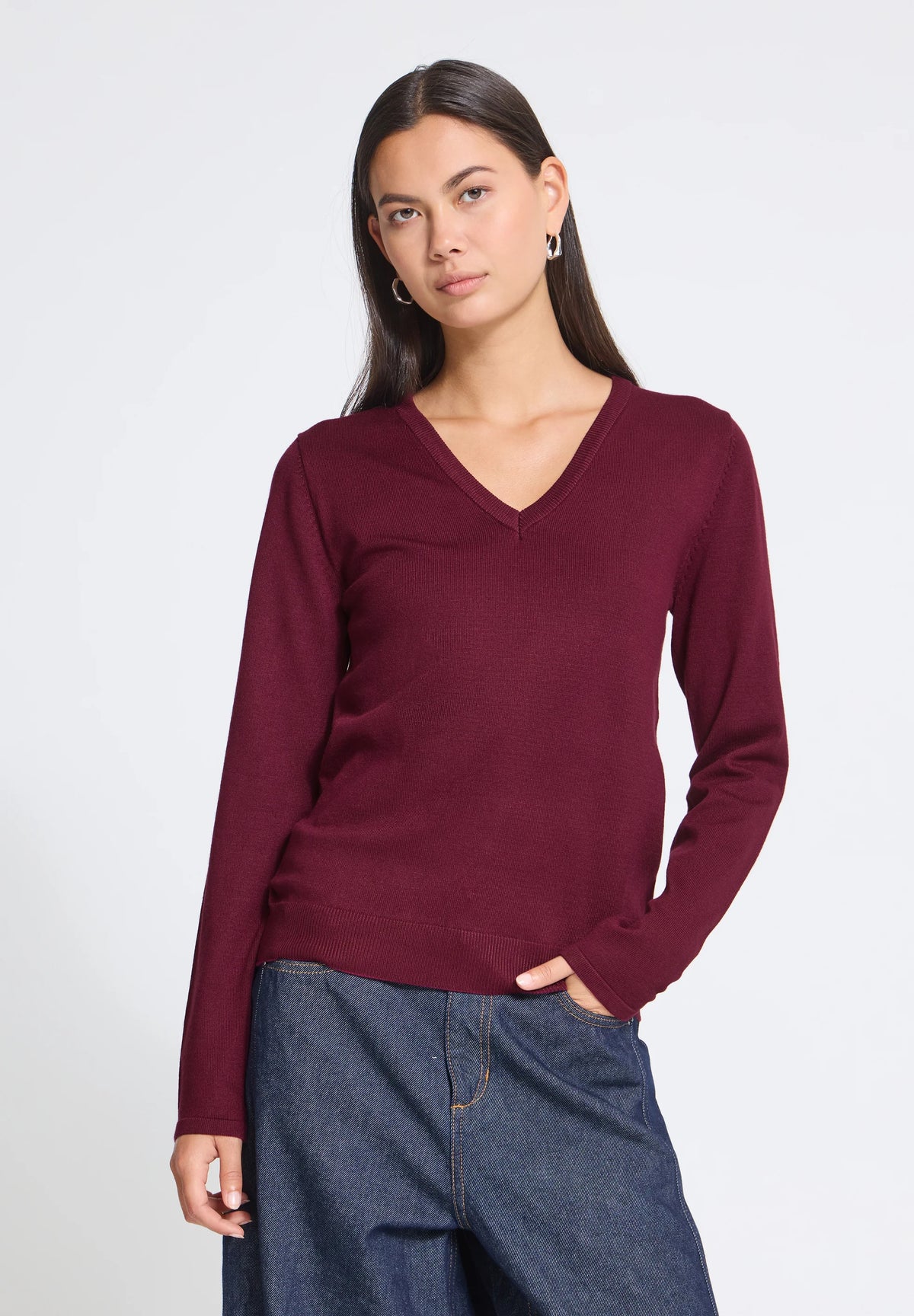 Mila Knit V-Neck Long Sleeve