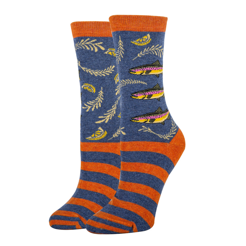 Water Trails | Women's Premium Cotton Dress Crew Socks